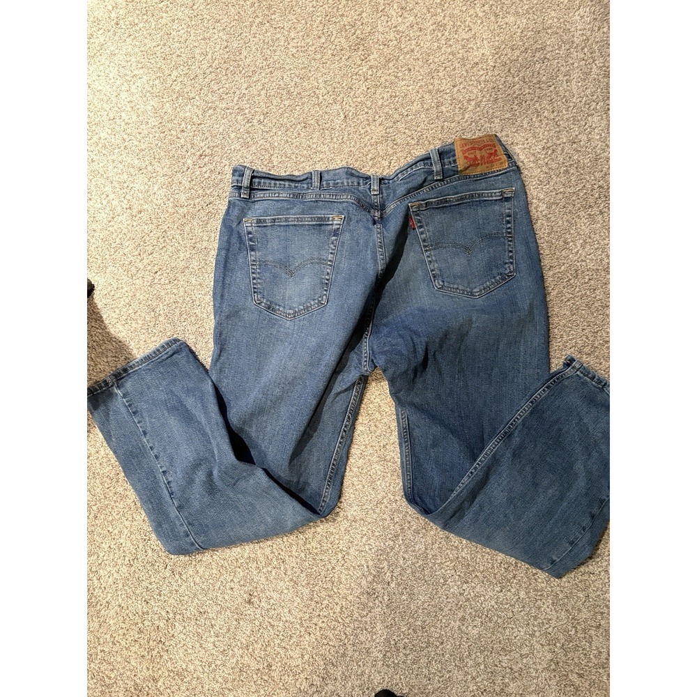 Levis 505 Regular Fit Wide Leg 42x30 Medium Wash Red Tab Blue Denim Jeans - Picture 4 of 9